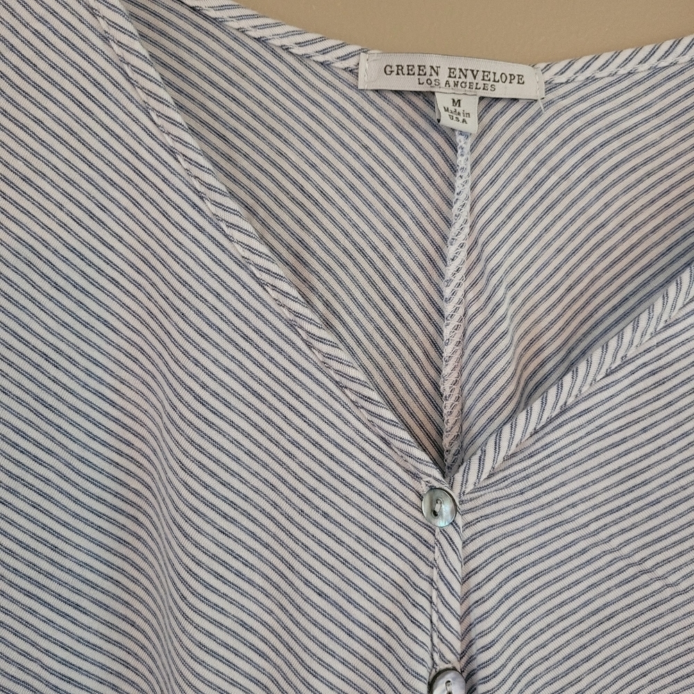 COPY - Green Envelope Cropped 3/4 T-shirt Front Tie Casual Basic Every Day - Picture 9 of 12